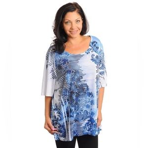 Cathrines Womens Plus Top Blouse Shirt Sublimation Rhinestone 3X-26-28W